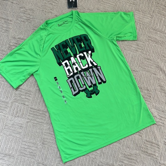 Under Armour short sleeve tech t-shirt Never Back Down Size youth XL NWT - Picture 5 of 16